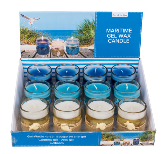 CANDELA GEL IN VASETTO DI VETRO CON DECORAZIONE MARINA IN SI