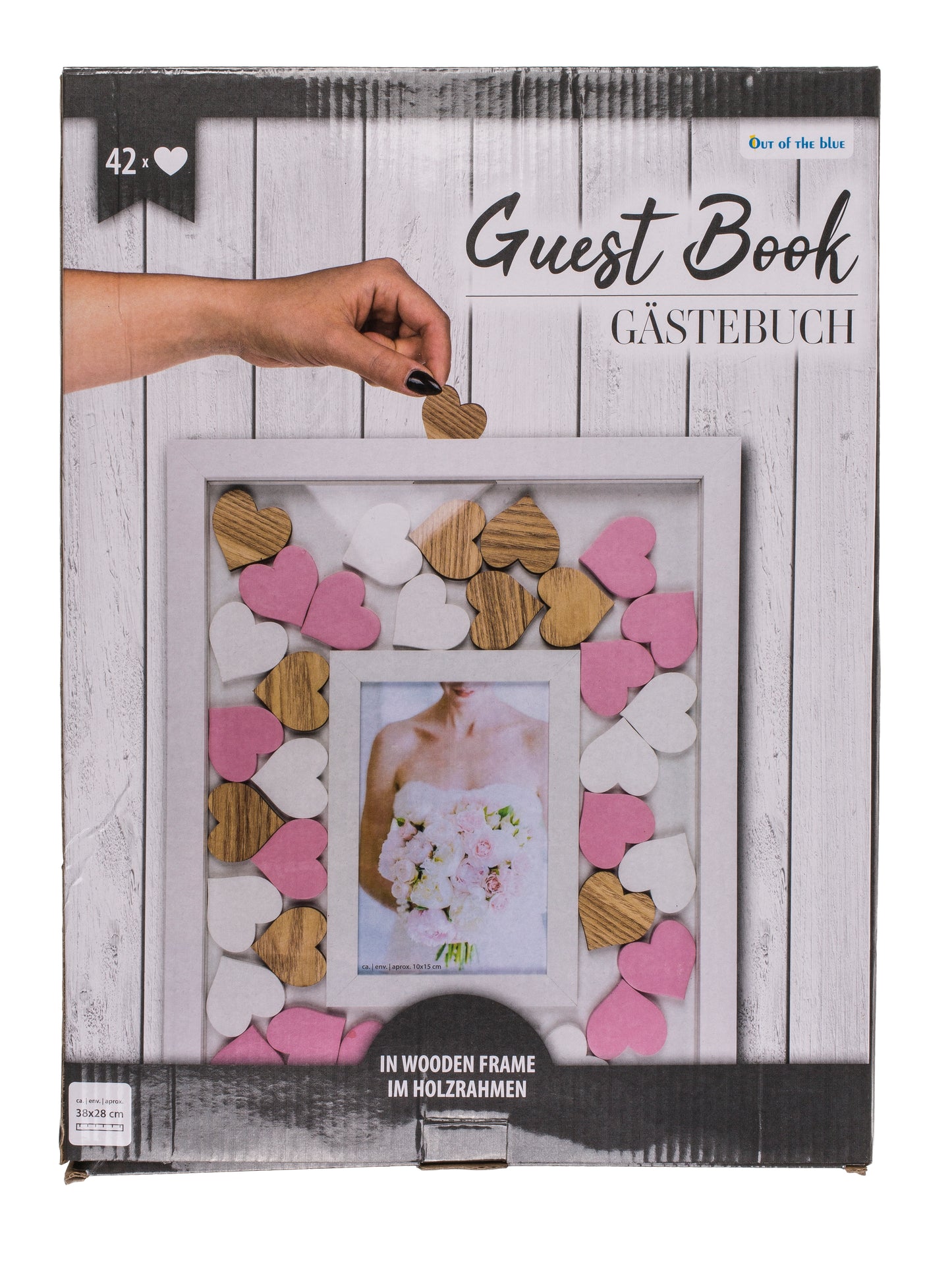 LIBRO OSPITI CON CORNICE E 42 CUORI IN LEGNO DA, SCRIVERE IN