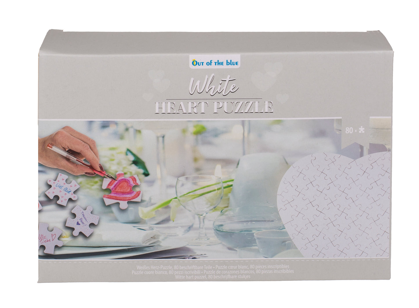 PUZZLE BIANCO, CUORE, 80 PZ. DA SCRIVERE O COLORARE, CA. 60
