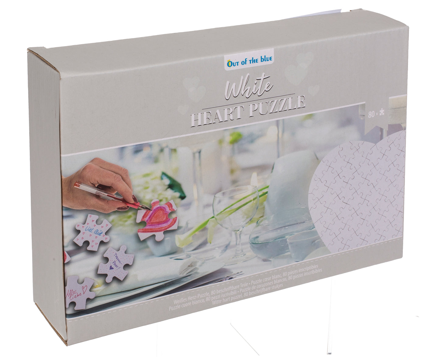PUZZLE BIANCO, CUORE, 80 PZ. DA SCRIVERE O COLORARE, CA. 60