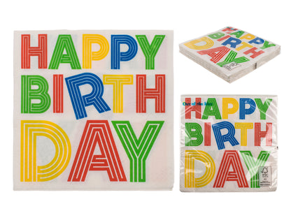 TOVAGLIOLI DI CARTA, HAPPY BIRTHDAY 33 X 33 CM, 3 VELI, 20 P