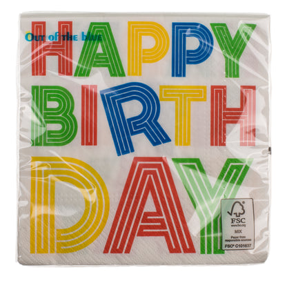 TOVAGLIOLI DI CARTA, HAPPY BIRTHDAY 33 X 33 CM, 3 VELI, 20 P