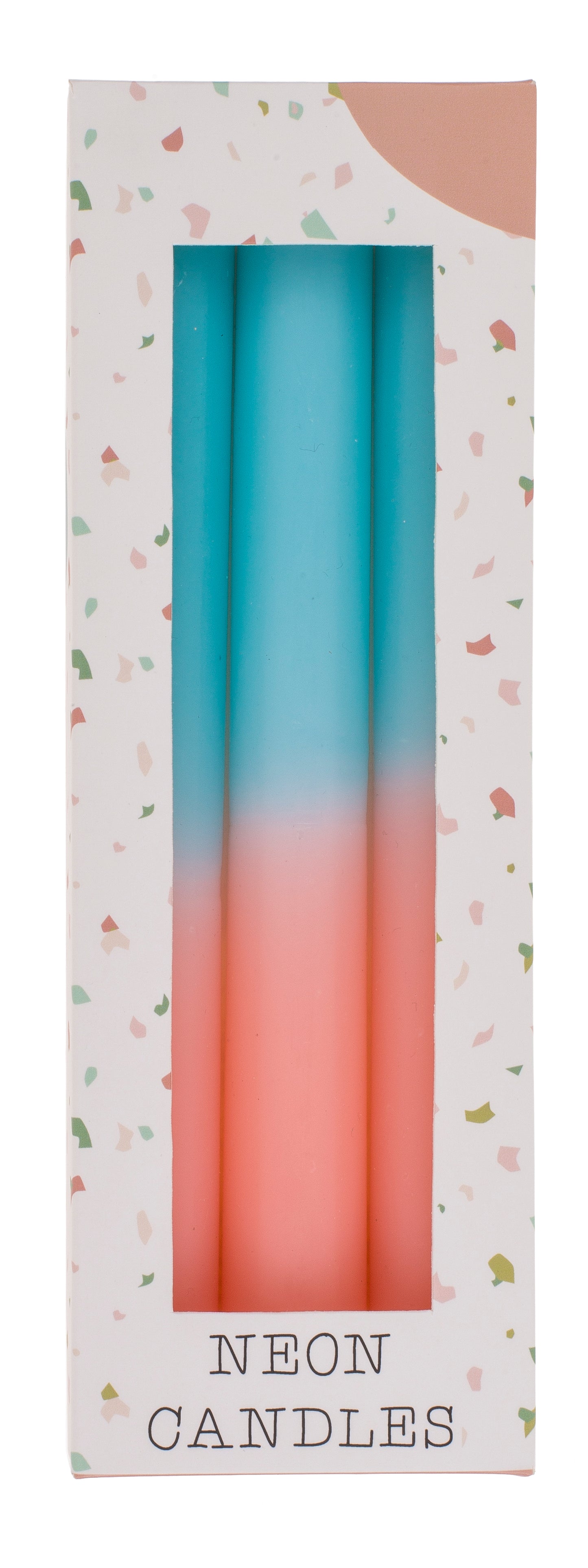 STICK CANDELE WITH COLOR GRADIENT, APRICOT/ TURQUOISE, CA. 2