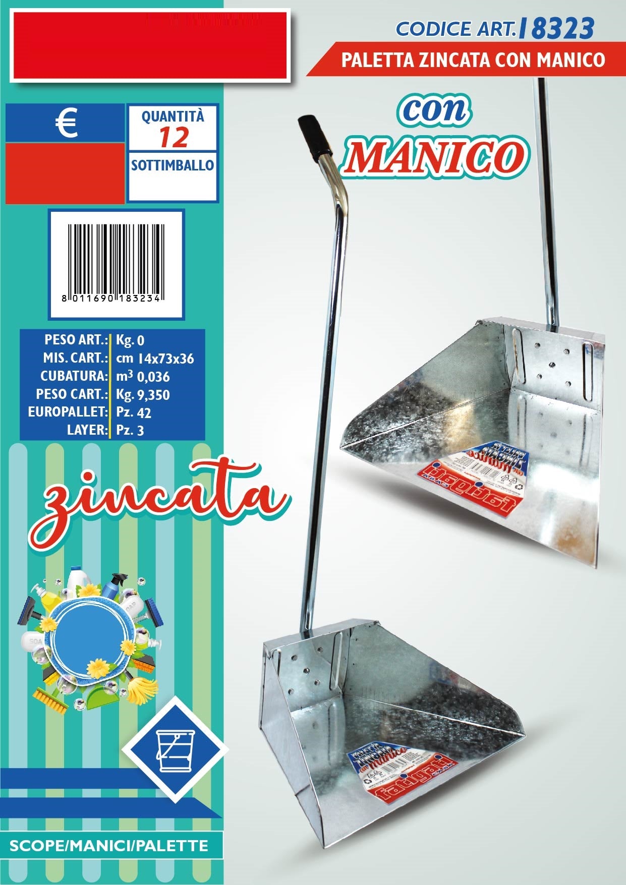 PALETTA ZINCATA CON MANICO