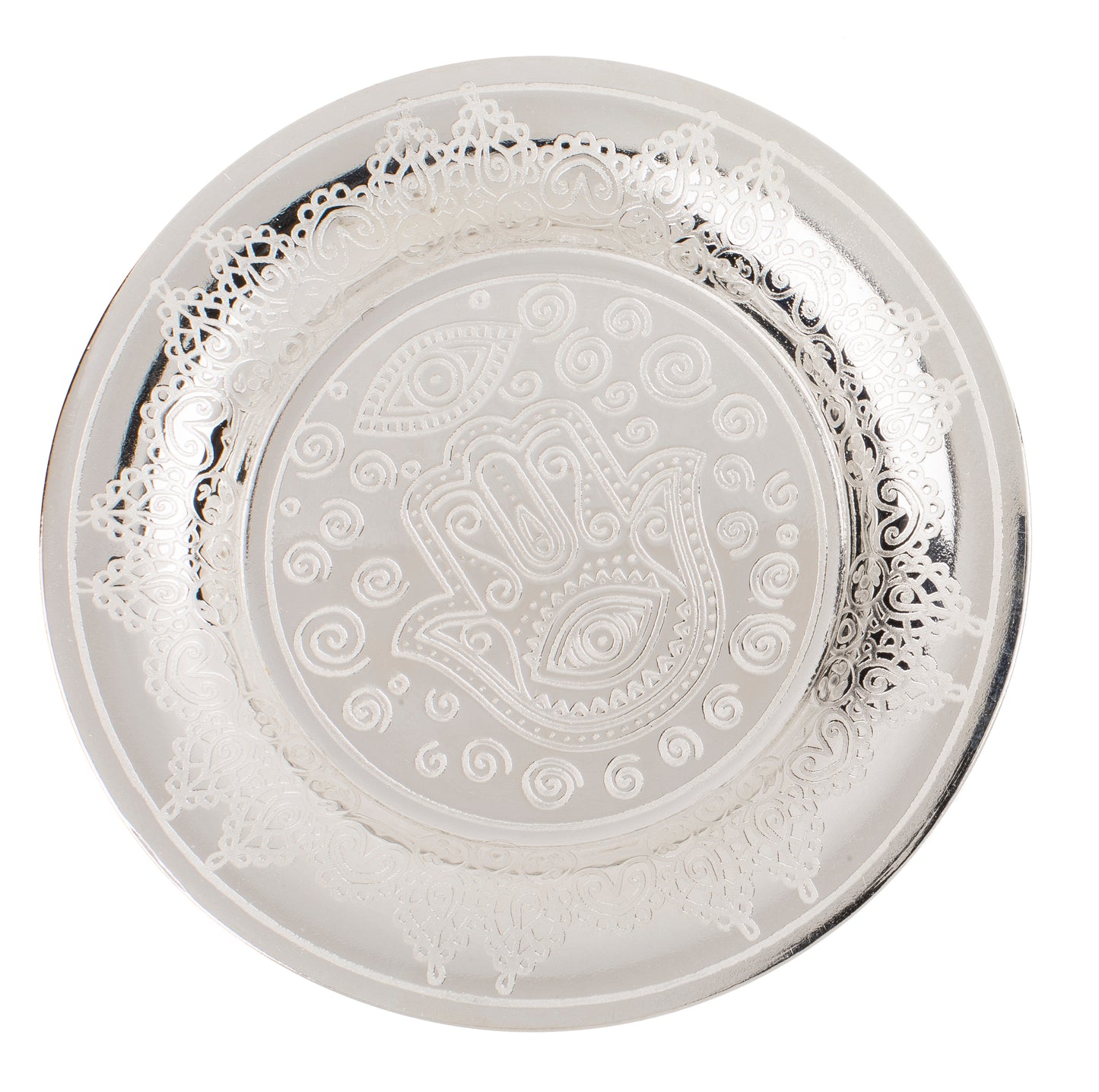 PIATTO IN METALLO COLOR ARGENTO PER BIGIOTTERIA, CA. 10 CM,