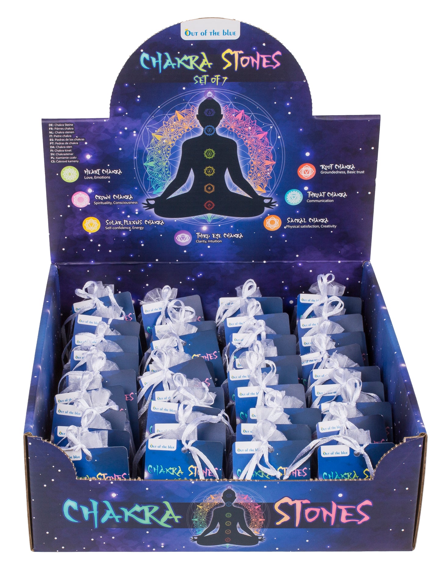 PIETRE CHAKRA, SET DI 7 IN SACCHETTO DI ORGANZA (AMETISTA, S