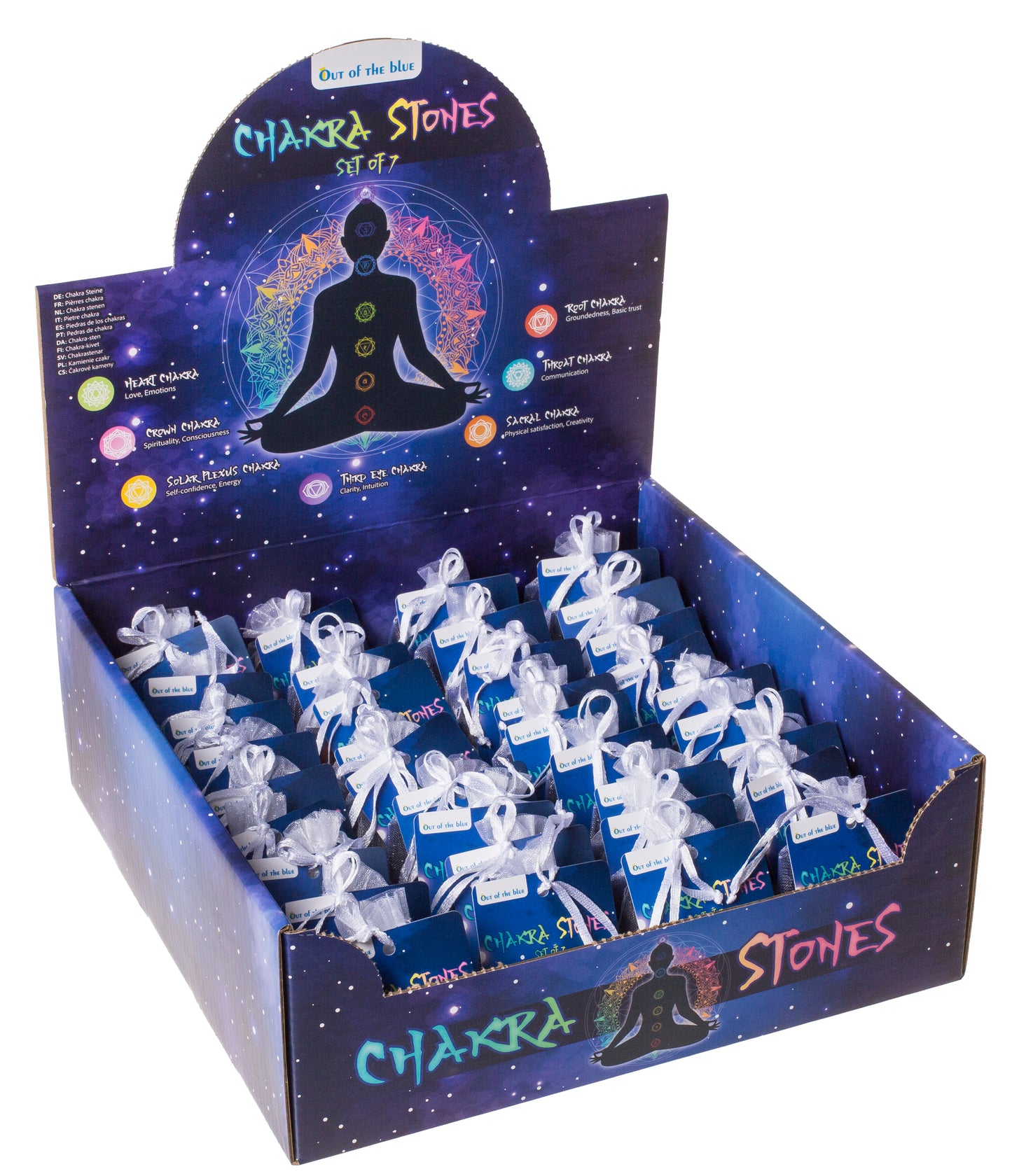 PIETRE CHAKRA, SET DI 7 IN SACCHETTO DI ORGANZA (AMETISTA, S