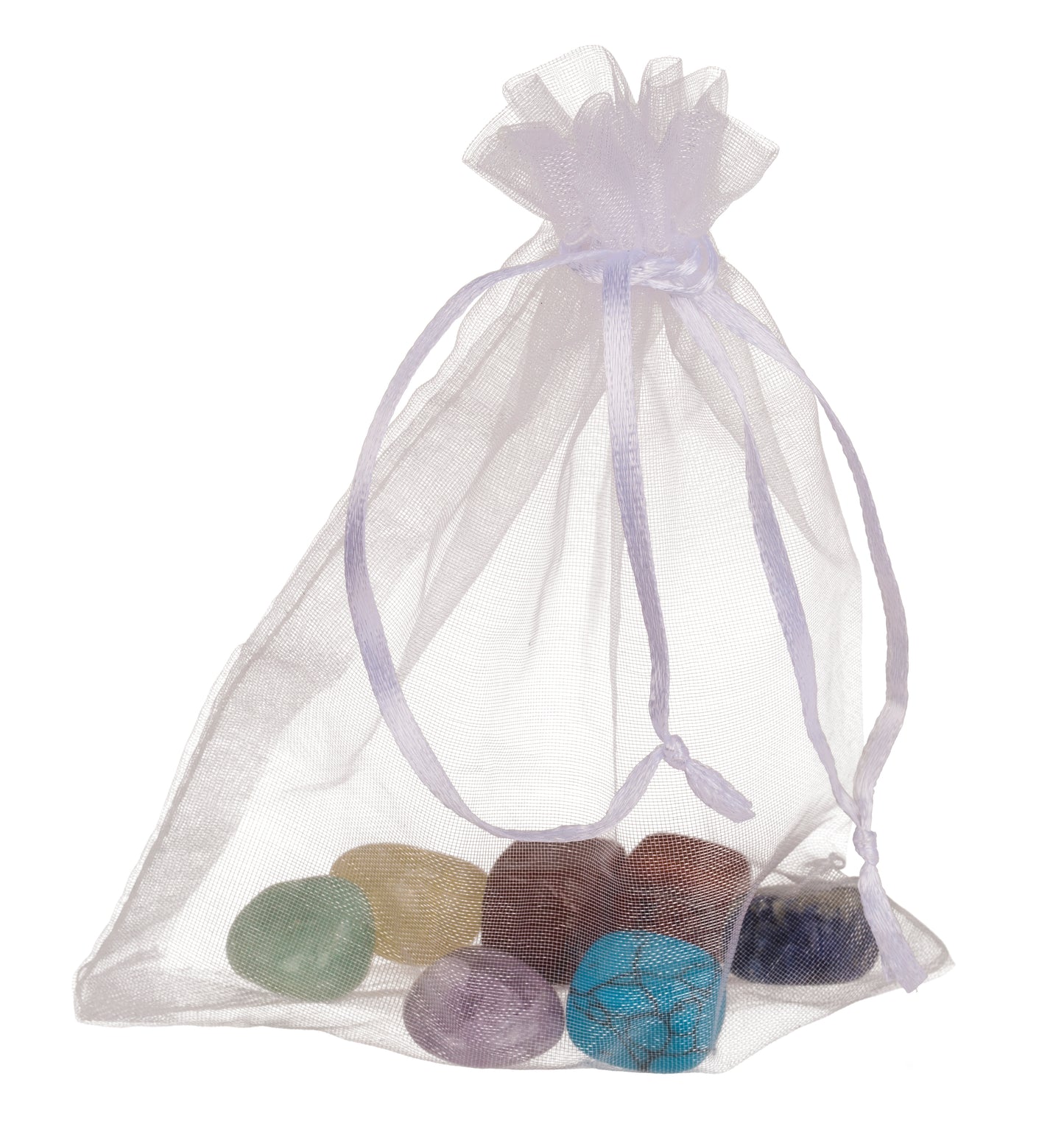 PIETRE CHAKRA, SET DI 7 IN SACCHETTO DI ORGANZA (AMETISTA, S