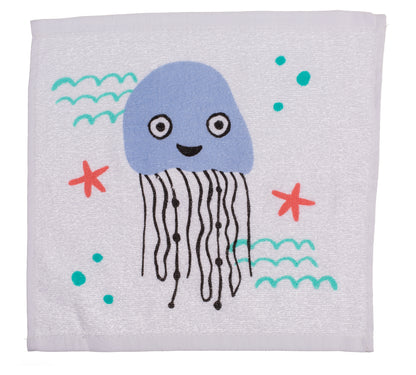 ASCIUGAMANO MAGICO IN COTONE, ANIMALI MARINI, 30 X 30 CM, 6