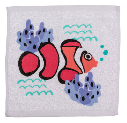 ASCIUGAMANO MAGICO IN COTONE, ANIMALI MARINI, 30 X 30 CM, 6