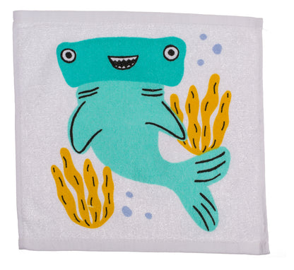 ASCIUGAMANO MAGICO IN COTONE, ANIMALI MARINI, 30 X 30 CM, 6