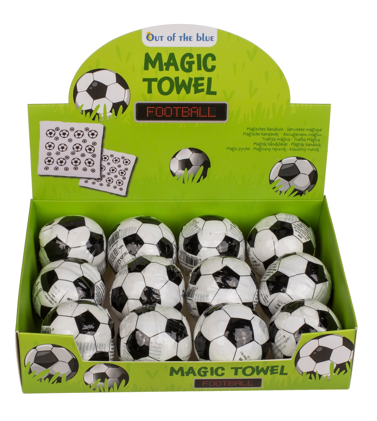 ASCIUGAMANO MAGICO IN COTONE CALCIO 30X30CM 12PZ
