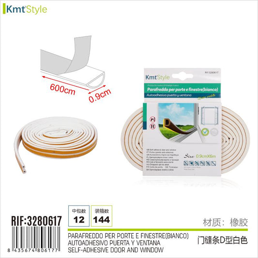 GUARNIZIONE PER PORTA E FINESTRA  BIANCO 0.9CM*6M