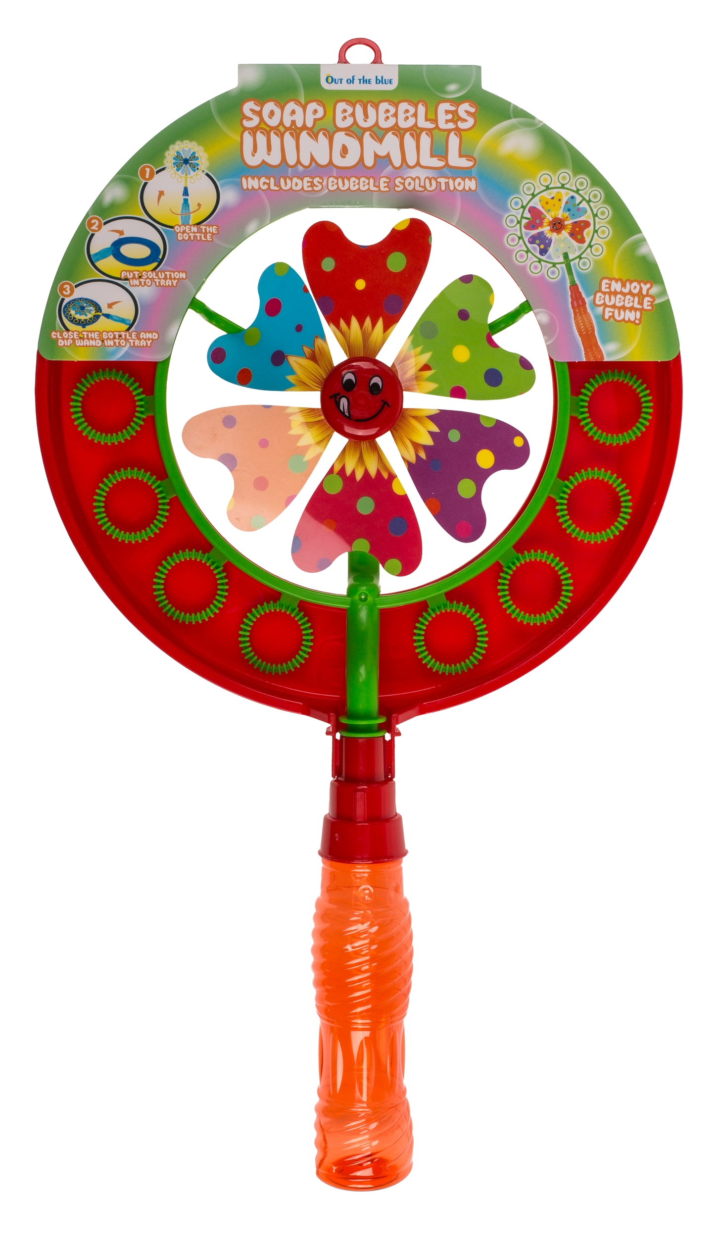 BOLLE DI SAPONE CON MULINO A VENTO, CIRCA 40 CM 2 COLORI ASS