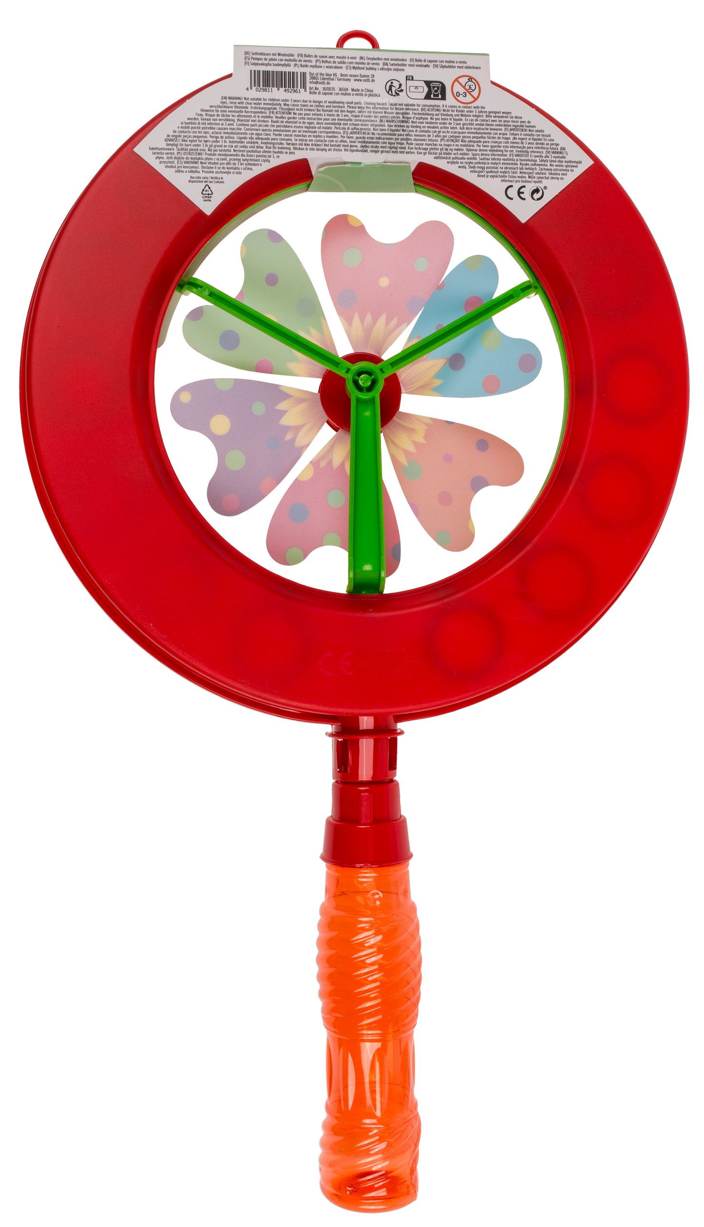 BOLLE DI SAPONE CON MULINO A VENTO, CIRCA 40 CM 2 COLORI ASS