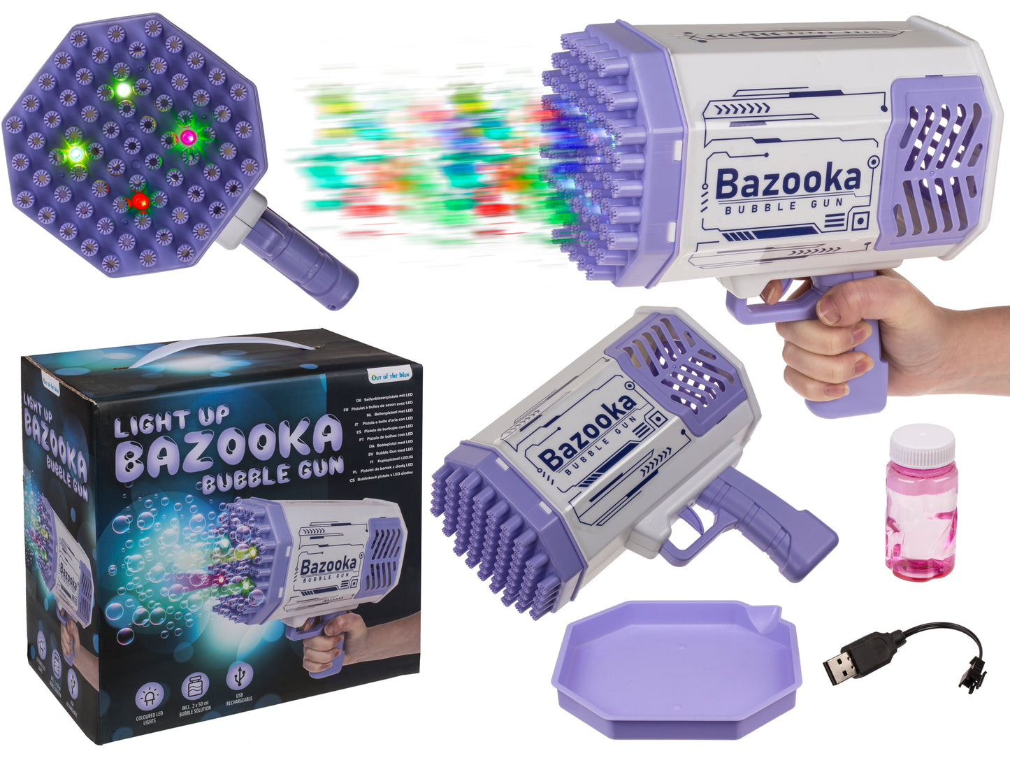 PISTOLA A BOLLE D''''ARIA CON LED, BAZOOKA, CIRCA 24 X 14 CM,