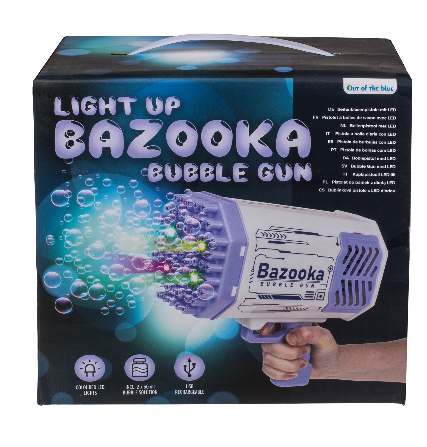 PISTOLA A BOLLE D''''ARIA CON LED, BAZOOKA, CIRCA 24 X 14 CM,