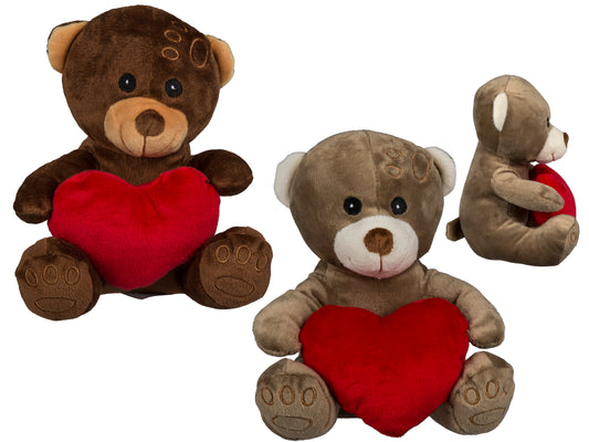 ORSETTO IN PELUCHE CON CUORE ROSSO. CA. 18 CM. 2 C