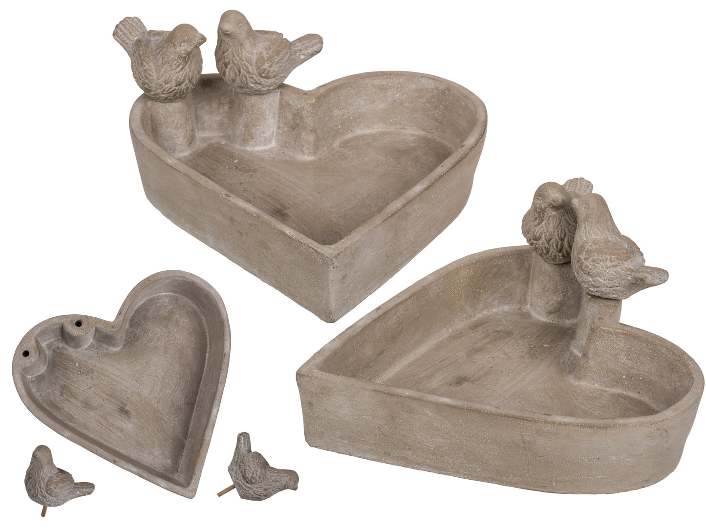 ABBEVERATOIO, CUORE, CA. 20 X 4 CM, 2 UCELLINI, CA. 6 CM, IN