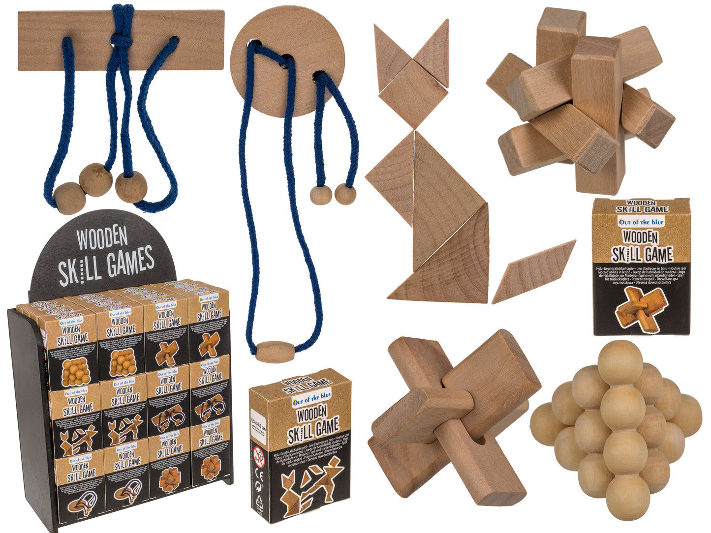 GIOCO D''''ABILITA IN LEGNO, PUZZLE, CA. 4,5 X 4X5 CM, 6 ASS.,