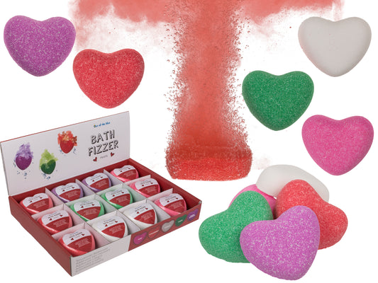 BOMBA DA BAGNO FRIZZANTE, CUORE, CA. 150G, 5 COLORI ASS., 12