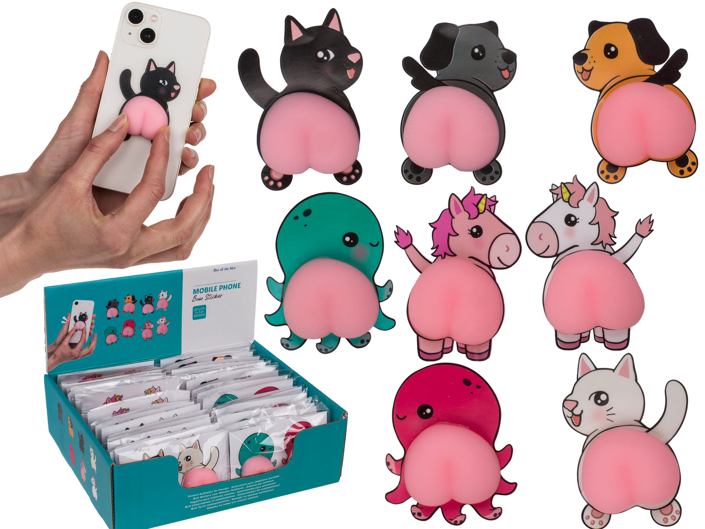 ADESIVO PER CELLULARE, CA. 7,5 CM, 4 PEZZI, SET DI 2 IN SACC