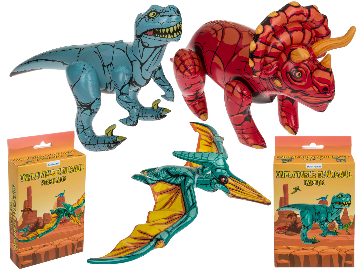 DINOSAURI GONFIABILI, CA. 60 CM 3 ASSORTITI (RAPTOR, TRICERA