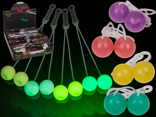 PALLA CLICK-CLACK, FOSFORESCENTE 4 COLORI ASSORTITI, 24 PEZZ