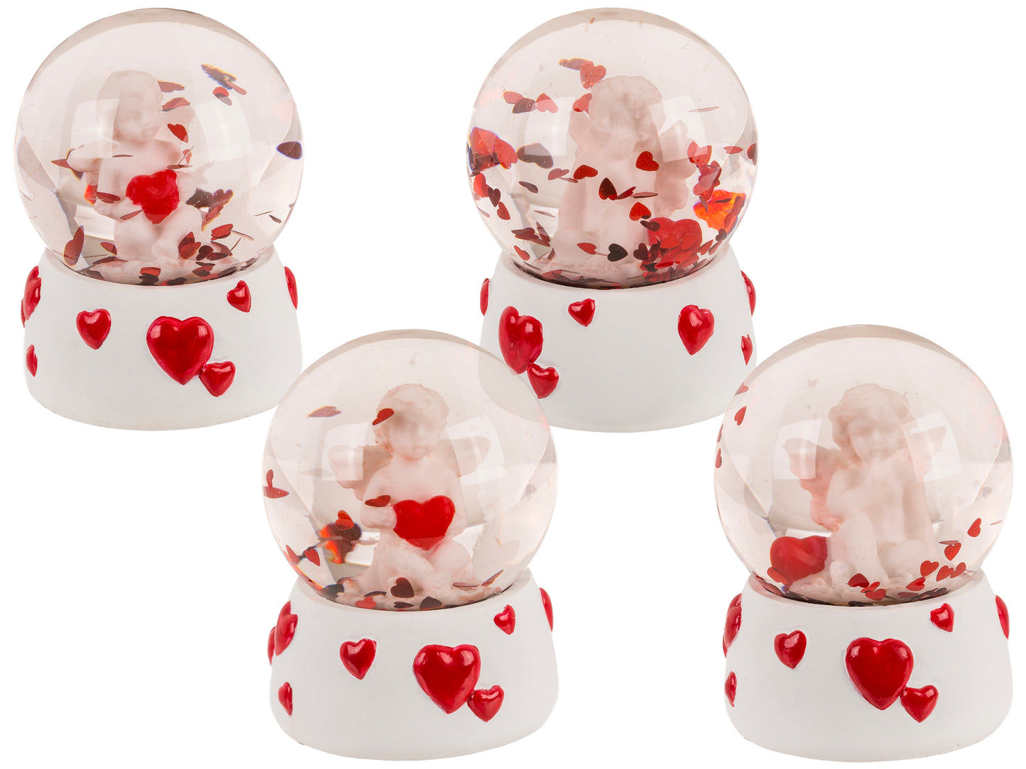 PALLA GLITTERATA, ANGELO CON CUORE SU BASE, 4,5 X 4,5 X 6 CM