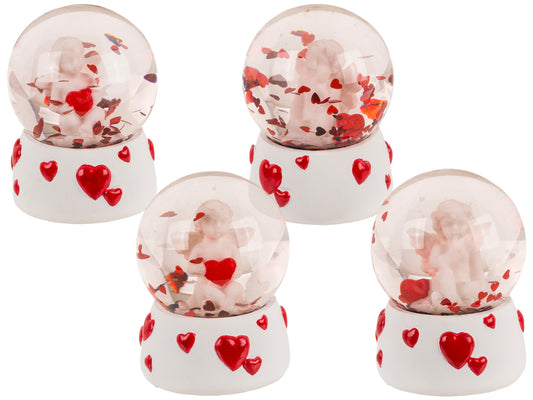 PALLA GLITTERATA, ANGELO CON CUORE SU BASE, 4,5 X 4,5 X 6 CM