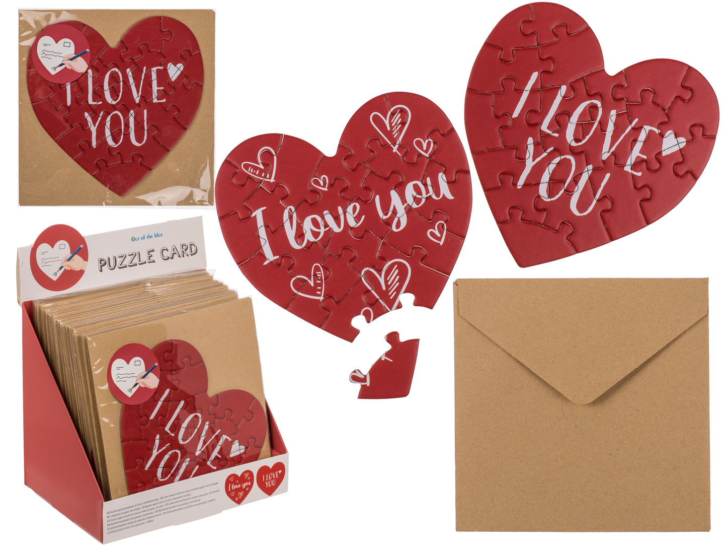 BIGLIETTO REGALO A FORMA DI CUORE, PUZZLE LOVE, (20 PEZZI) C