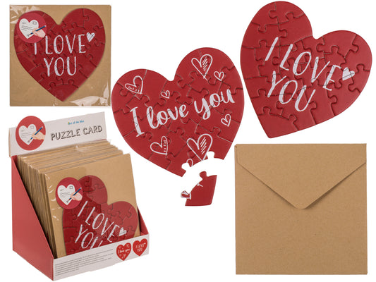 BIGLIETTO REGALO A FORMA DI CUORE, PUZZLE LOVE, (20 PEZZI) C