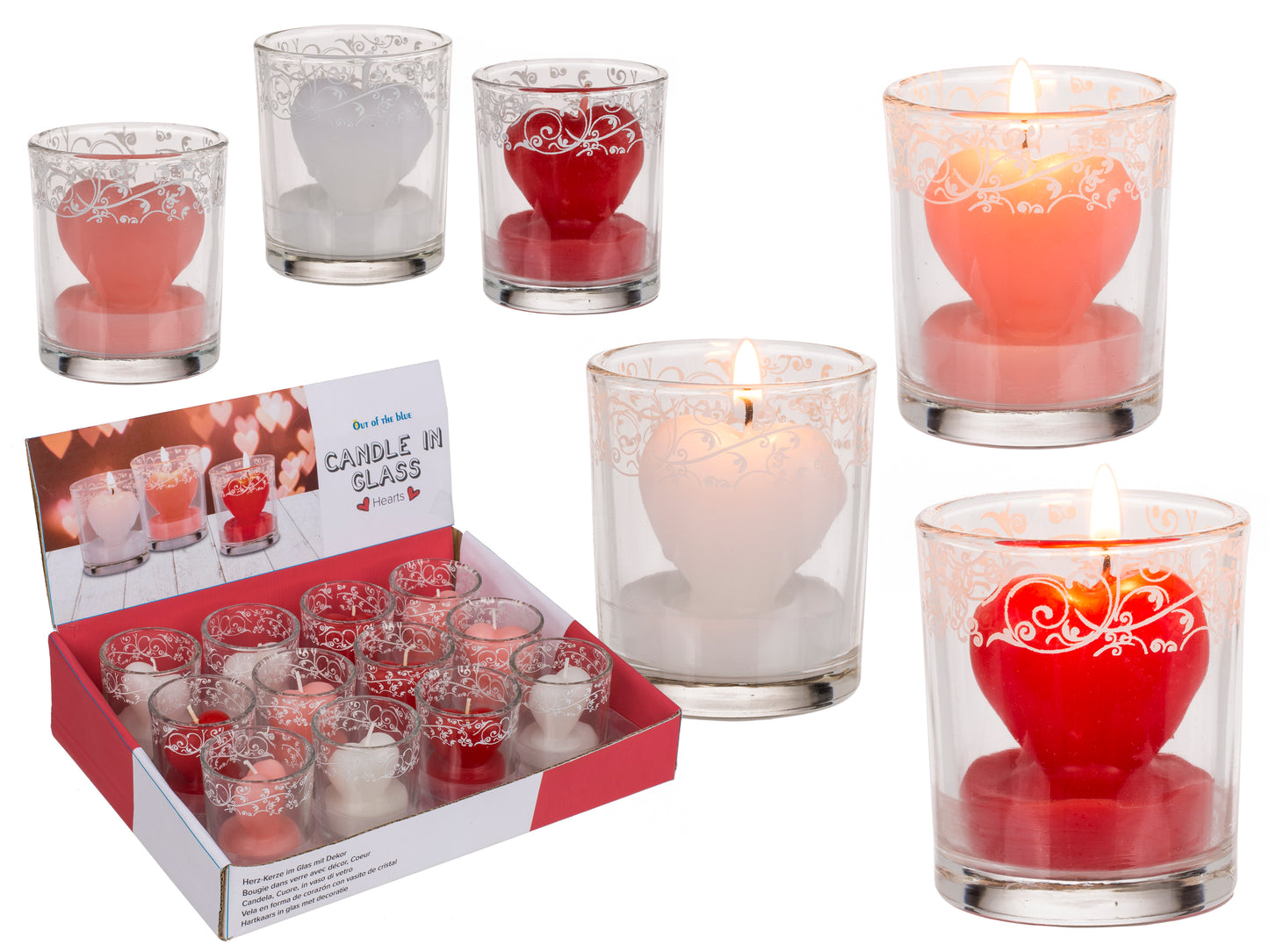 CANDELA CUORE IN VASO VETRO