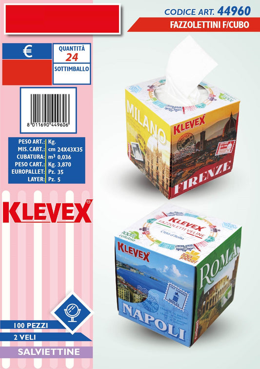 FAZZOLETTINI F/CUBO 100PZ 2VELI KLE