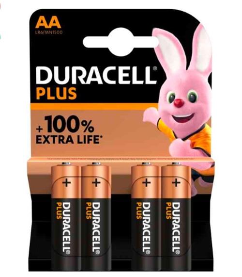 AA MN1500 DURACELL STILO PLUS 100% PILA BL4