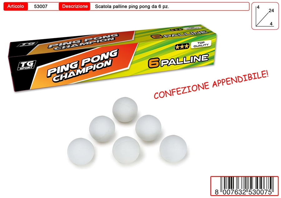 CONFEZIONE 6 PALLINE PINGPONG