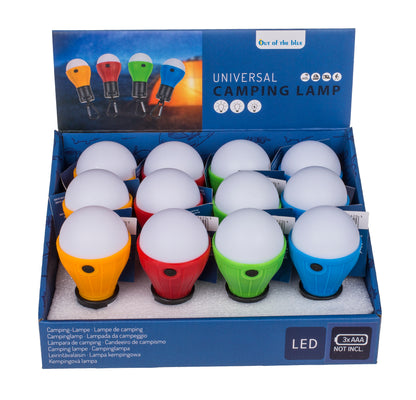 LAMPADA UNIVERSALE DA CAMPEGGIO CON MOSCHETTONE, 6 CM, CON 2