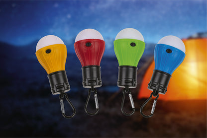 LAMPADA UNIVERSALE DA CAMPEGGIO CON MOSCHETTONE, 6 CM, CON 2