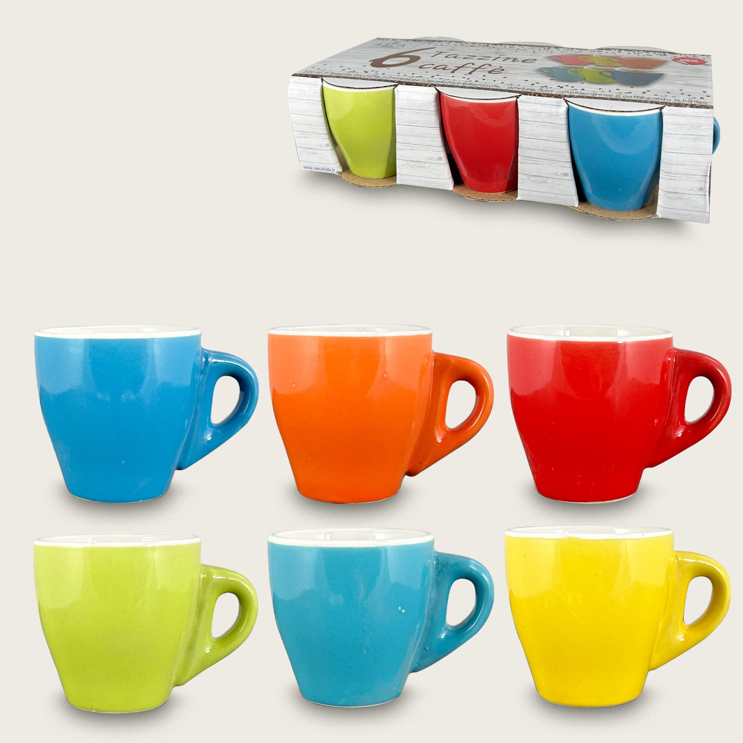 S/6 TAZZE CAFFE'''' COLORATE 58061