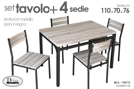 BUU/TAVOLO 4SEDIE PIANO LEGNO LY-N0471D