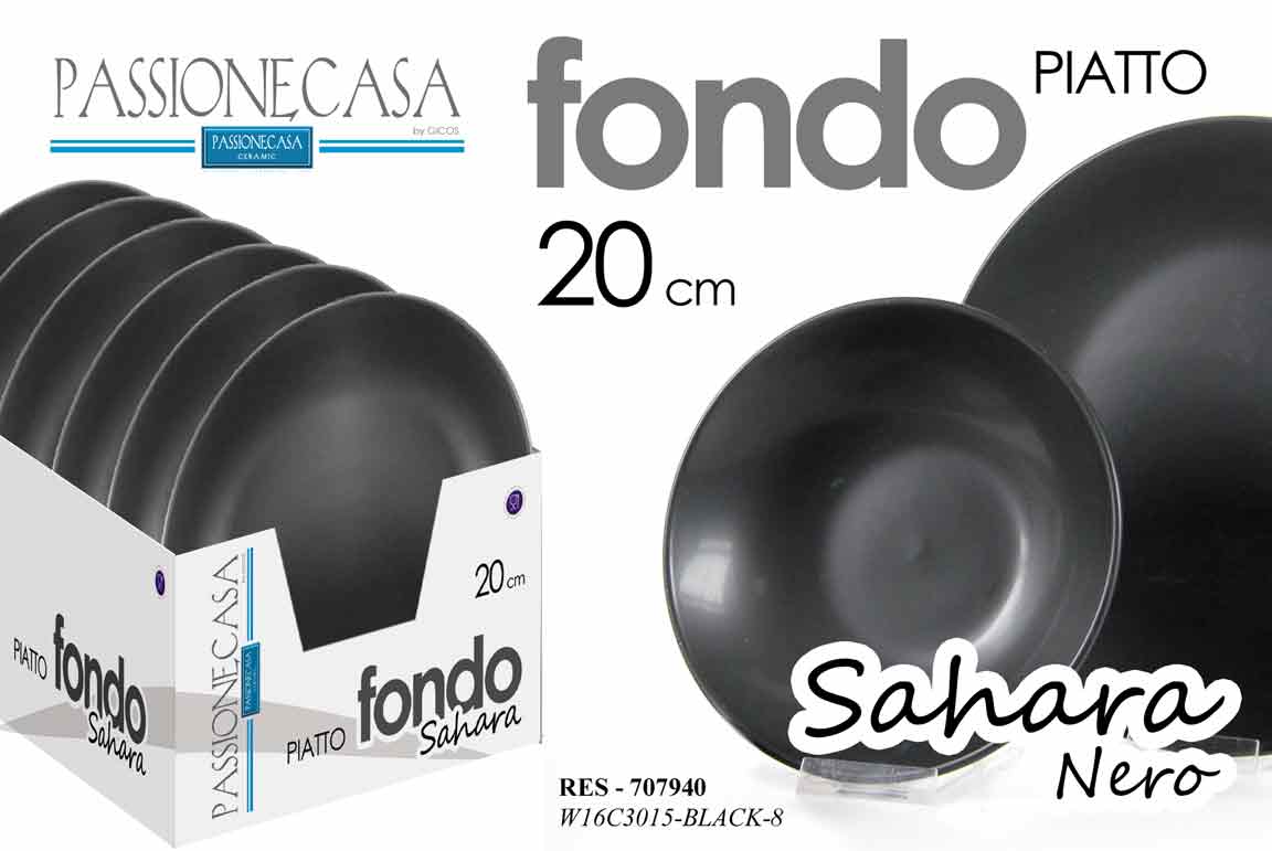 RES/PIATTO FONDO NERO 20CM W16C3015-SP