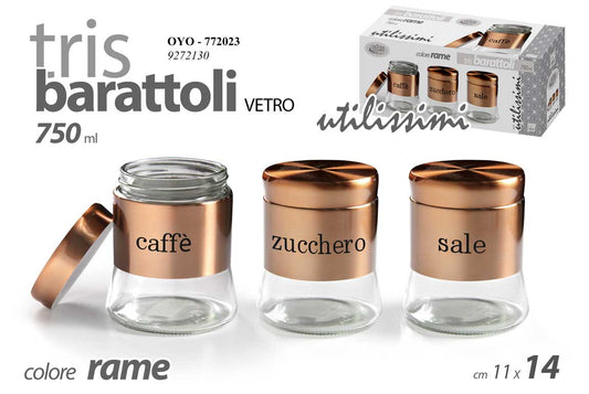 3 BARATTOLI 750ML RAME 11*14