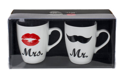 TAZZA NEW BONE CHINA, MR   MRS, CA. 10 X 8 CM, SET DA 2 IN C