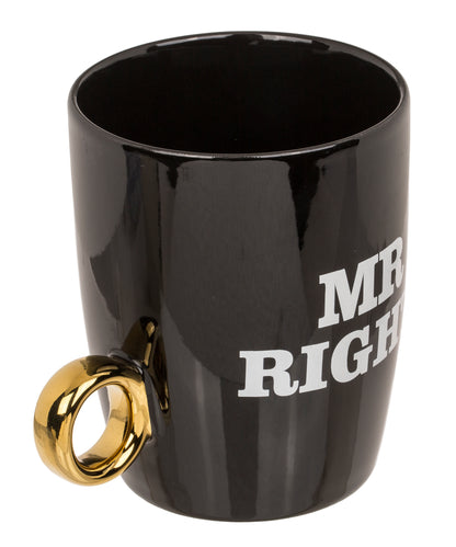 TAZZA IN CERAMICA, MR. RIGHT   MRS. ALWAYS RIGHT, CON MANIGL