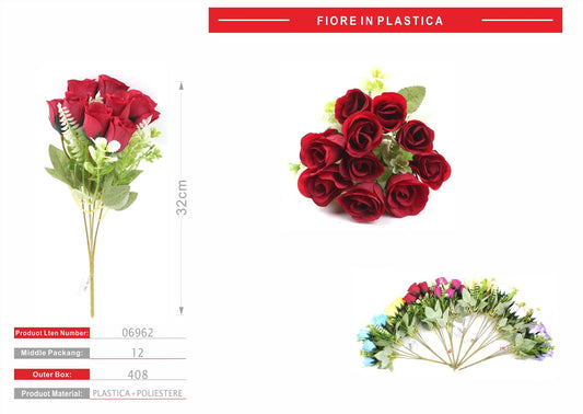 FIORE PLAST. 10 ROSE 32CM