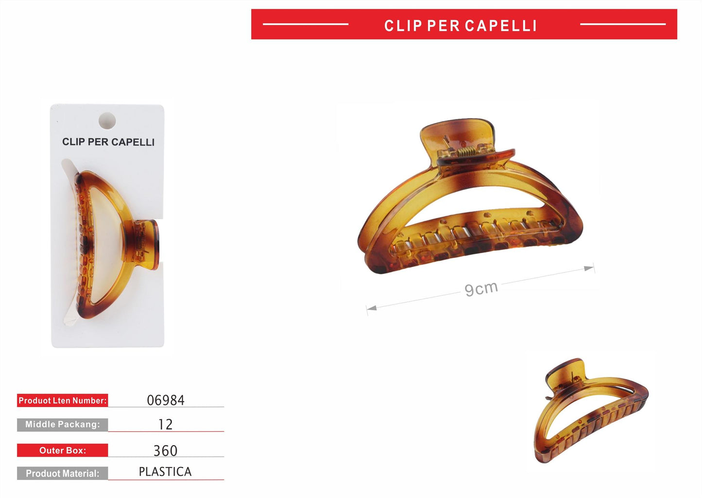 CLIP PER CAPELLI 9CM