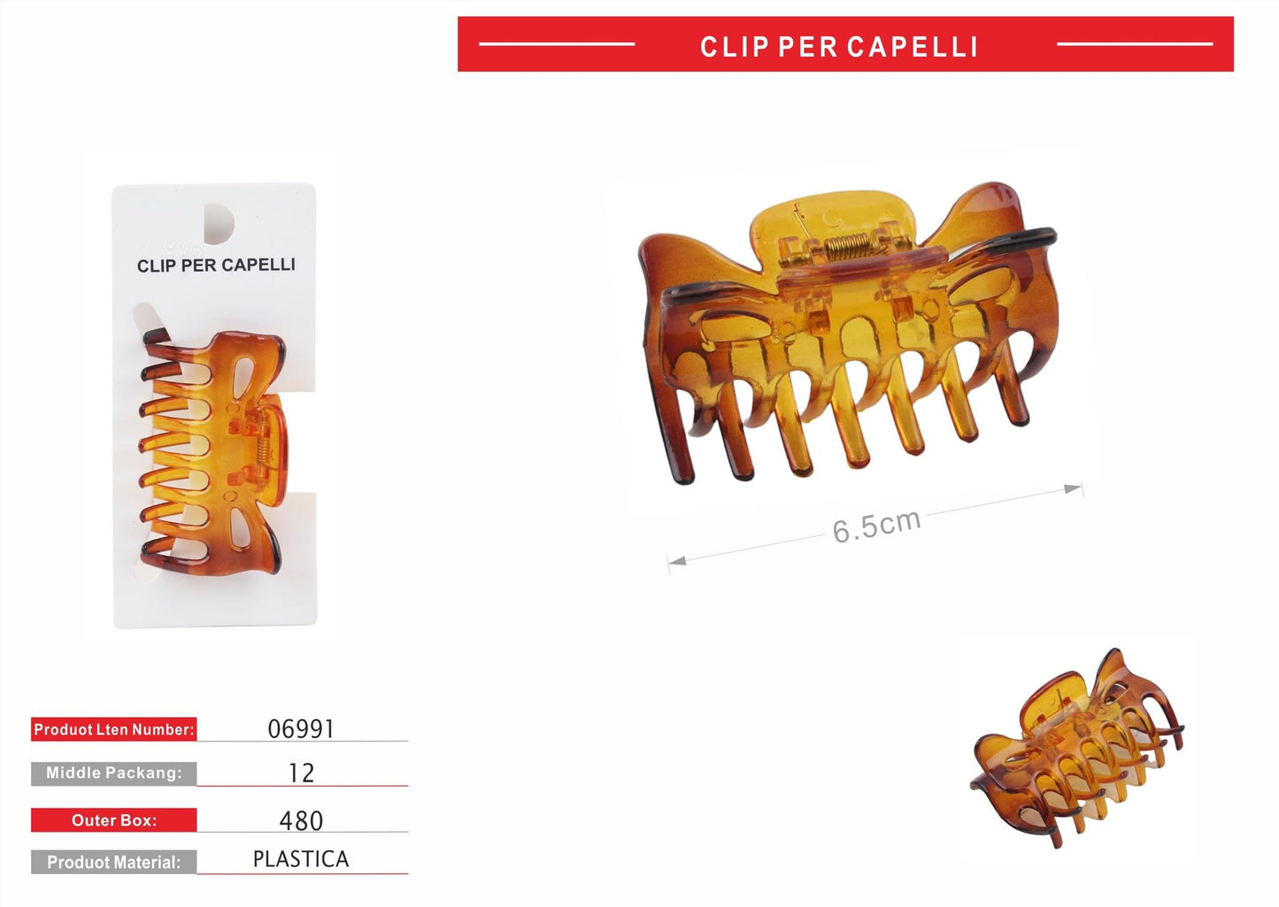 CLIP PER CAPELLI 6.5CM