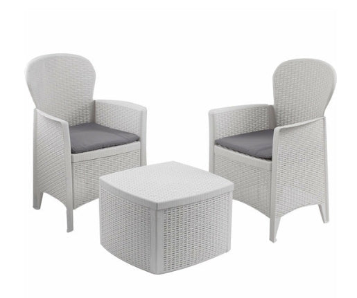 TREC12BI SET TREE RATTAN BIANCO CON CUSCINO