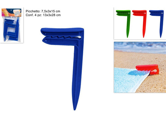 PICCHETTI FERMA TELO SPIAGGIA SET4PZ 4ASS