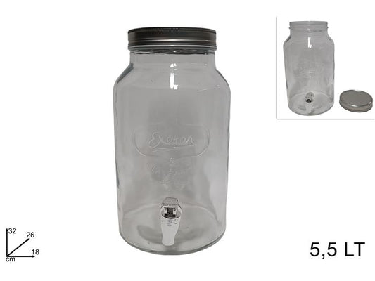 BARATTOLO VETRO C/RUBINETTO 5.5LT